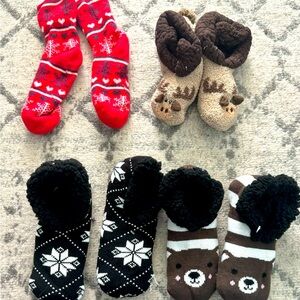 BUNDLE 3 slippers and one cozy sock